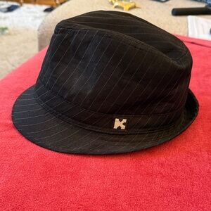 Black Pinstripe Bucket Hat with Logo